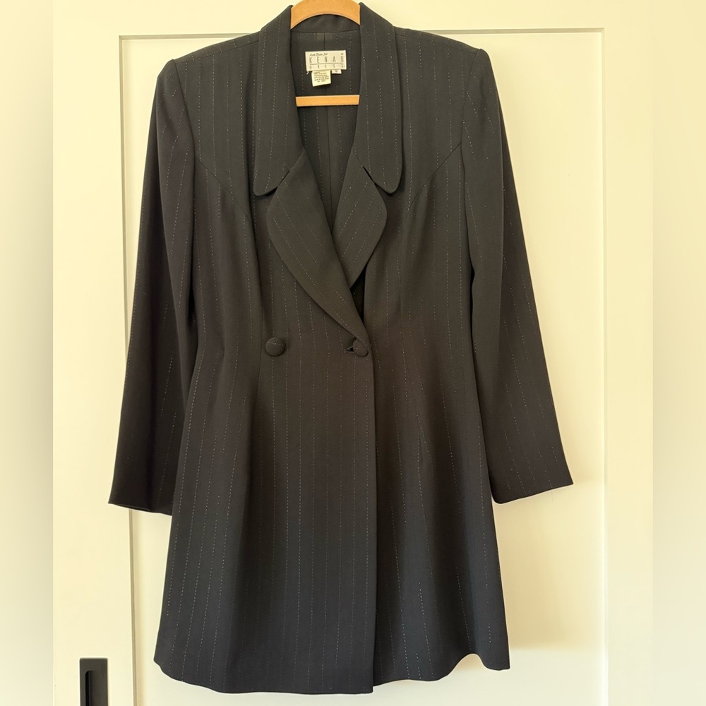 Kenar Black Pinstripe Women's Vintage Blazer Dress size 8
